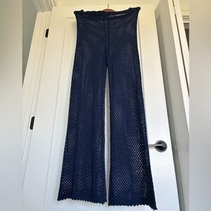 Shade & Shore Navy Wide-Leg Crochet Pants